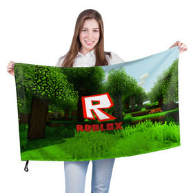 Флаг 3D с принтом ROBLOX в Екатеринбурге, 100% полиэстер | плотность ткани — 95 г/м2, размер — 67 х 109 см. Принт наносится с одной стороны | game | gamer | logo | minecraft | roblox | simulator | игра | конструктор | лого | симулятор | строительство | фигура