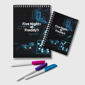 Блокнот с принтом FIVE NIGHTS AT FREDDYS в Екатеринбурге, 100% бумага | 48 листов, плотность листов — 60 г/м2, плотность картонной обложки — 250 г/м2. Листы скреплены удобной пружинной спиралью. Цвет линий — светло-серый
 | 5 ночей с фредди | animation | bonnie | chica | five nights at freddys | fnaf | foxy | freddy | funny | horror | scary | бонни | майк | пять | ужас | фнаф | фокси | фредди | чика | шмидт