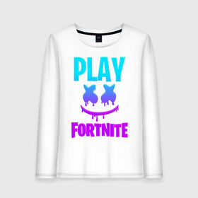 Женский лонгслив хлопок с принтом FORTNITE x MARSHMELLO в Екатеринбурге, 100% хлопок |  | fortnite | fortnite x | marshmello | маршмелло | фортнайт