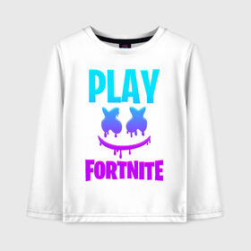 Детский лонгслив хлопок с принтом FORTNITE x MARSHMELLO в Екатеринбурге, 100% хлопок | круглый вырез горловины, полуприлегающий силуэт, длина до линии бедер | fortnite | fortnite x | marshmello | маршмелло | фортнайт