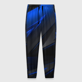 Мужские брюки 3D с принтом Blue and Black в Екатеринбурге, 100% полиэстер | манжеты по низу, эластичный пояс регулируется шнурком, по бокам два кармана без застежек, внутренняя часть кармана из мелкой сетки | Тематика изображения на принте: 3d | 3д | black | blue | texture | геометрия | красно синее | синий | текстуры | фигуры | черный