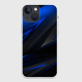 Чехол для iPhone 13 mini с принтом Blue and Black в Екатеринбурге,  |  | Тематика изображения на принте: 3d | 3д | black | blue | texture | геометрия | красно синее | синий | текстуры | фигуры | черный