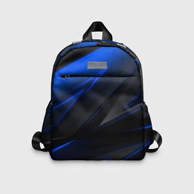 Детский рюкзак 3D с принтом Blue and Black в Екатеринбурге, 100% полиэстер | лямки с регулируемой длиной, сверху петелька, чтобы рюкзак можно было повесить на вешалку. Основное отделение закрывается на молнию, как и внешний карман. Внутри дополнительный карман. По бокам два дополнительных кармашка | Тематика изображения на принте: 3d | 3д | black | blue | texture | геометрия | красно синее | синий | текстуры | фигуры | черный