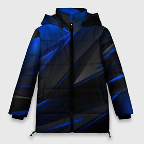 Женская зимняя куртка 3D с принтом Blue and Black в Екатеринбурге, верх — 100% полиэстер; подкладка — 100% полиэстер; утеплитель — 100% полиэстер | длина ниже бедра, силуэт Оверсайз. Есть воротник-стойка, отстегивающийся капюшон и ветрозащитная планка. 

Боковые карманы с листочкой на кнопках и внутренний карман на молнии | 3d | 3д | black | blue | texture | геометрия | красно синее | синий | текстуры | фигуры | черный