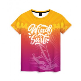 Женская футболка 3D с принтом Windsurf Summer в Екатеринбурге, 100% полиэфир ( синтетическое хлопкоподобное полотно) | прямой крой, круглый вырез горловины, длина до линии бедер | surf | wind | wind surfing | windsurfing | винд серфинг | виндсерфинг | экстрим