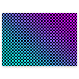 Поздравительная открытка с принтом Checkerboard gradient в Екатеринбурге, 100% бумага | плотность бумаги 280 г/м2, матовая, на обратной стороне линовка и место для марки
 | Тематика изображения на принте: checkerboard | gradient | бойчик | градиент | клетка. ячейка | орнамент | френдзона | шахматная. доска | шашечки