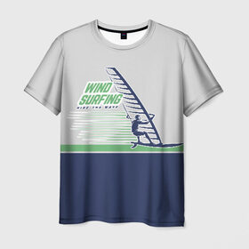 Мужская футболка 3D с принтом Ride the wave в Екатеринбурге, 100% полиэфир | прямой крой, круглый вырез горловины, длина до линии бедер | Тематика изображения на принте: surf | wind | wind surfing | windsurfing | винд серфинг | виндсерфинг | экстрим