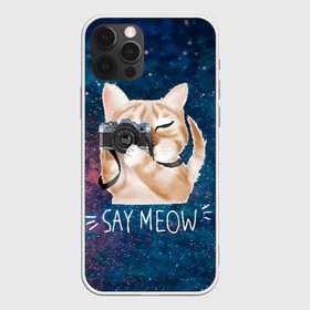 Чехол для iPhone 12 Pro с принтом Say Meow в Екатеринбурге, силикон | область печати: задняя сторона чехла, без боковых панелей | meow | кот | котенок | котик | котики | котятка | кошка | мяу | скажи мяу | фотоаппарат | фотограф