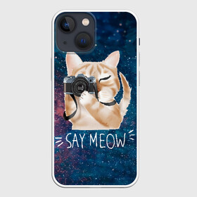 Чехол для iPhone 13 mini с принтом Say Meow в Екатеринбурге,  |  | meow | кот | котенок | котик | котики | котятка | кошка | мяу | скажи мяу | фотоаппарат | фотограф