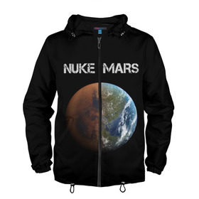Мужская ветровка 3D с принтом NUKE MARS в Екатеринбурге, 100% полиэстер | подол и капюшон оформлены резинкой с фиксаторами, два кармана без застежек по бокам, один потайной карман на груди | elon | mars | musk | nuke | земля | илон | марс | маск | планета | терраформирование | ядерный