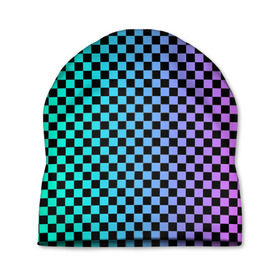 Шапка 3D с принтом Checkerboard Color в Екатеринбурге, 100% полиэстер | универсальный размер, печать по всей поверхности изделия | checkerboard | gradient | бойчик | в клетку | в клеточку | градиент | клетка | музыка | орнамент | френдзона | шахматная доска | шашки