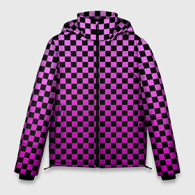 Мужская зимняя куртка 3D с принтом Checkerboard Color в Екатеринбурге, верх — 100% полиэстер; подкладка — 100% полиэстер; утеплитель — 100% полиэстер | длина ниже бедра, свободный силуэт Оверсайз. Есть воротник-стойка, отстегивающийся капюшон и ветрозащитная планка. 

Боковые карманы с листочкой на кнопках и внутренний карман на молнии. | checkerboard | gradient | бойчик | в клетку | в клеточку | градиент | клетка | музыка | орнамент | френдзона | шахматная доска | шашки