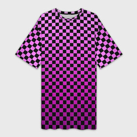 Платье-футболка 3D с принтом Checkerboard Color в Екатеринбурге,  |  | checkerboard | gradient | бойчик | в клетку | в клеточку | градиент | клетка | музыка | орнамент | френдзона | шахматная доска | шашки