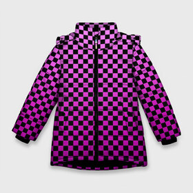 Зимняя куртка для девочек 3D с принтом Checkerboard Color в Екатеринбурге, ткань верха — 100% полиэстер; подклад — 100% полиэстер, утеплитель — 100% полиэстер. | длина ниже бедра, удлиненная спинка, воротник стойка и отстегивающийся капюшон. Есть боковые карманы с листочкой на кнопках, утяжки по низу изделия и внутренний карман на молнии. 

Предусмотрены светоотражающий принт на спинке, радужный светоотражающий элемент на пуллере молнии и на резинке для утяжки. | checkerboard | gradient | бойчик | в клетку | в клеточку | градиент | клетка | музыка | орнамент | френдзона | шахматная доска | шашки