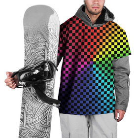 Накидка на куртку 3D с принтом Checkerboard Color  в Екатеринбурге, 100% полиэстер |  | checkerboard | gradient | бойчик | в клетку | в клеточку | градиент | клетка | музыка | орнамент | френдзона | шахматная доска | шашки