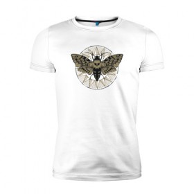 Мужская футболка премиум с принтом Бабочка в Екатеринбурге, 92% хлопок, 8% лайкра | приталенный силуэт, круглый вырез ворота, длина до линии бедра, короткий рукав | бабочка | бражник | череп