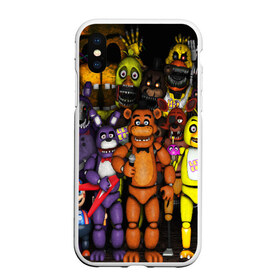 Чехол для iPhone XS Max матовый с принтом FIVE NIGHTS AT FREDDY S в Екатеринбурге, Силикон | Область печати: задняя сторона чехла, без боковых панелей | 5 ночей с фредди | animation | bonnie | chica | five nights at freddys | fnaf | foxy | freddy | funny | horror | scary | бонни | майк | пять | ужас | фнаф | фокси | фредди | чика | шмидт