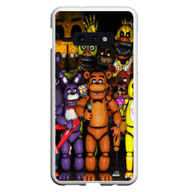 Чехол для Samsung S10E с принтом FIVE NIGHTS AT FREDDY S в Екатеринбурге, Силикон | Область печати: задняя сторона чехла, без боковых панелей | 5 ночей с фредди | animation | bonnie | chica | five nights at freddys | fnaf | foxy | freddy | funny | horror | scary | бонни | майк | пять | ужас | фнаф | фокси | фредди | чика | шмидт