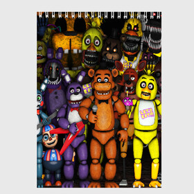 Скетчбук с принтом FIVE NIGHTS AT FREDDY S в Екатеринбурге, 100% бумага
 | 48 листов, плотность листов — 100 г/м2, плотность картонной обложки — 250 г/м2. Листы скреплены сверху удобной пружинной спиралью | Тематика изображения на принте: 5 ночей с фредди | animation | bonnie | chica | five nights at freddys | fnaf | foxy | freddy | funny | horror | scary | бонни | майк | пять | ужас | фнаф | фокси | фредди | чика | шмидт