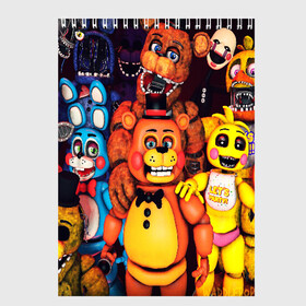 Скетчбук с принтом FIVE NIGHTS AT FREDDYS в Екатеринбурге, 100% бумага
 | 48 листов, плотность листов — 100 г/м2, плотность картонной обложки — 250 г/м2. Листы скреплены сверху удобной пружинной спиралью | 5 ночей с фредди | animation | bonnie | chica | five nights at freddys | fnaf | foxy | freddy | funny | horror | scary | бонни | майк | пять | ужас | фнаф | фокси | фредди | чика | шмидт