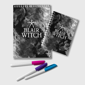 Блокнот с принтом BLAIR WITCH в Екатеринбурге, 100% бумага | 48 листов, плотность листов — 60 г/м2, плотность картонной обложки — 250 г/м2. Листы скреплены удобной пружинной спиралью. Цвет линий — светло-серый
 | blair witch | blair witch 2019 | blair witch игра | blairs witch | блэр | ведьмы | ведьмы из блэр