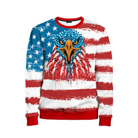 Детский свитшот 3D с принтом American Eagle в Екатеринбурге, 100% полиэстер | свободная посадка, прямой крой, мягкая тканевая резинка на рукавах и понизу свитшота | america | amerika | bird | eagle | flag | usa | америка | американский | орел | птица | соединенные | сша | флаг | штаты
