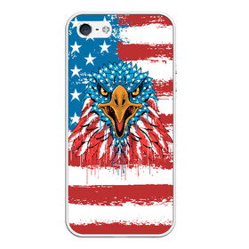 Чехол для iPhone 5/5S матовый с принтом American Eagle в Екатеринбурге, Силикон | Область печати: задняя сторона чехла, без боковых панелей | Тематика изображения на принте: america | amerika | bird | eagle | flag | usa | америка | американский | орел | птица | соединенные | сша | флаг | штаты
