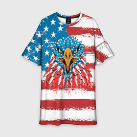 Детское платье 3D с принтом American Eagle в Екатеринбурге, 100% полиэстер | прямой силуэт, чуть расширенный к низу. Круглая горловина, на рукавах — воланы | america | amerika | bird | eagle | flag | usa | америка | американский | орел | птица | соединенные | сша | флаг | штаты
