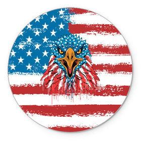 Коврик для мышки круглый с принтом American Eagle в Екатеринбурге, резина и полиэстер | круглая форма, изображение наносится на всю лицевую часть | america | amerika | bird | eagle | flag | usa | америка | американский | орел | птица | соединенные | сша | флаг | штаты