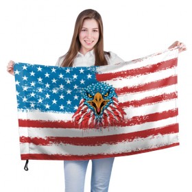 Флаг 3D с принтом American Eagle в Екатеринбурге, 100% полиэстер | плотность ткани — 95 г/м2, размер — 67 х 109 см. Принт наносится с одной стороны | america | amerika | bird | eagle | flag | usa | америка | американский | орел | птица | соединенные | сша | флаг | штаты