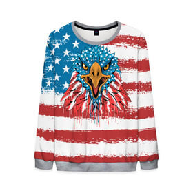 Мужской свитшот 3D с принтом American Eagle в Екатеринбурге, 100% полиэстер с мягким внутренним слоем | круглый вырез горловины, мягкая резинка на манжетах и поясе, свободная посадка по фигуре | america | amerika | bird | eagle | flag | usa | америка | американский | орел | птица | соединенные | сша | флаг | штаты