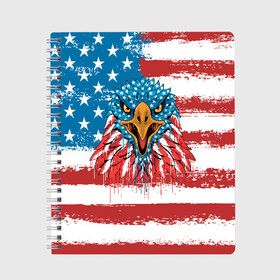 Тетрадь с принтом American Eagle в Екатеринбурге, 100% бумага | 48 листов, плотность листов — 60 г/м2, плотность картонной обложки — 250 г/м2. Листы скреплены сбоку удобной пружинной спиралью. Уголки страниц и обложки скругленные. Цвет линий — светло-серый
 | Тематика изображения на принте: america | amerika | bird | eagle | flag | usa | америка | американский | орел | птица | соединенные | сша | флаг | штаты