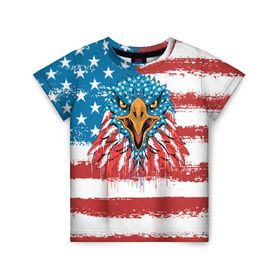 Детская футболка 3D с принтом American Eagle в Екатеринбурге, 100% гипоаллергенный полиэфир | прямой крой, круглый вырез горловины, длина до линии бедер, чуть спущенное плечо, ткань немного тянется | america | amerika | bird | eagle | flag | usa | америка | американский | орел | птица | соединенные | сша | флаг | штаты