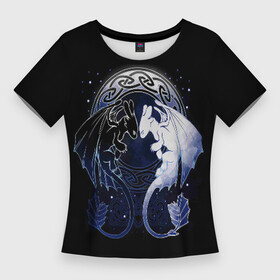 Женская футболка 3D Slim с принтом Как приручить дракона в Екатеринбурге,  |  | dragon | how | to train | your | астрид | беззубик | викинги | всадник | гриммель | дневная | дракон | иккинг | как | ночная | олух | приручить | фурия | фэнтези