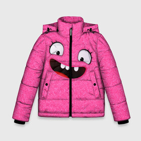 Зимняя куртка для мальчиков 3D с принтом MOXY (UglyDolls) в Екатеринбурге, ткань верха — 100% полиэстер; подклад — 100% полиэстер, утеплитель — 100% полиэстер | длина ниже бедра, удлиненная спинка, воротник стойка и отстегивающийся капюшон. Есть боковые карманы с листочкой на кнопках, утяжки по низу изделия и внутренний карман на молнии. 

Предусмотрены светоотражающий принт на спинке, радужный светоотражающий элемент на пуллере молнии и на резинке для утяжки | Тематика изображения на принте: moxy | войлок | куклы | мокси | плюшевые | характер
