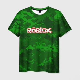 Мужская футболка 3D с принтом ROBLOX в Екатеринбурге, 100% полиэфир | прямой крой, круглый вырез горловины, длина до линии бедер | game | gamer | logo | minecraft | roblox | simulator | игра | конструктор | лого | симулятор | строительство | фигура