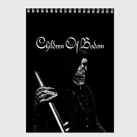 Скетчбук с принтом Children of Bodom в Екатеринбурге, 100% бумага
 | 48 листов, плотность листов — 100 г/м2, плотность картонной обложки — 250 г/м2. Листы скреплены сверху удобной пружинной спиралью | bodom | children | death | melodic | metal | алекси лайхо | дети бодома | мелодик дэт метал | метал