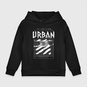 Детское худи Oversize хлопок с принтом Black Urban Style в Екатеринбурге, френч-терри — 70% хлопок, 30% полиэстер. Мягкий теплый начес внутри —100% хлопок | боковые карманы, эластичные манжеты и нижняя кромка, капюшон на магнитной кнопке | black | urban | буквы | взгляд | глаза | лицо | минимализм | полосы | рваная | стиль | урбан | урбанистический