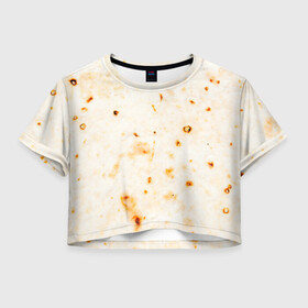 Женская футболка Crop-top 3D с принтом ЛАВАШ в Екатеринбурге, 100% полиэстер | круглая горловина, длина футболки до линии талии, рукава с отворотами | лаваш | хлеб | шаурма