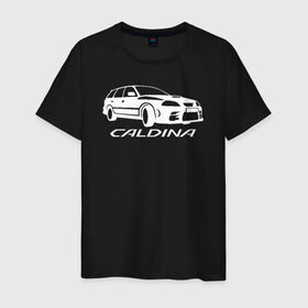 Мужская футболка хлопок с принтом Toyota Caldina в Екатеринбурге, 100% хлопок | прямой крой, круглый вырез горловины, длина до линии бедер, слегка спущенное плечо. | Тематика изображения на принте: caldina | toyota | toyota caldina