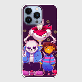 Чехол для iPhone 13 Pro с принтом Персонажи Undertale в Екатеринбурге,  |  | Тематика изображения на принте: battle | chara | comics | frisk | sans | simulator | undertale | undertale 2 | андертейл | игра | комикс | папирус | санс | симулятор | скелет | сэнс | ундертэйл | фриск | чары