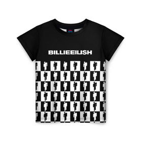 Детская футболка 3D с принтом BILLIE EILISH в Екатеринбурге, 100% гипоаллергенный полиэфир | прямой крой, круглый вырез горловины, длина до линии бедер, чуть спущенное плечо, ткань немного тянется | Тематика изображения на принте: be | billie | billie eilish | билли | билли айлиш
