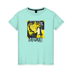 Женская футболка хлопок с принтом BASQUIAT ARTIST в Екатеринбурге, 100% хлопок | прямой крой, круглый вырез горловины, длина до линии бедер, слегка спущенное плечо | живопись | искусство | картина | художники | шедевры