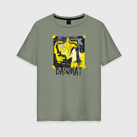 Женская футболка хлопок Oversize с принтом BASQUIAT ARTIST в Екатеринбурге, 100% хлопок | свободный крой, круглый ворот, спущенный рукав, длина до линии бедер
 | живопись | искусство | картина | художники | шедевры