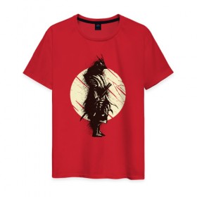 Мужская футболка хлопок с принтом Самурай в Екатеринбурге, 100% хлопок | прямой крой, круглый вырез горловины, длина до линии бедер, слегка спущенное плечо. | japan | ninja | samurai | sekiro | катана | ниндзя | самураи | самурай | япония