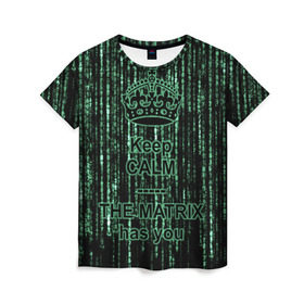 Женская футболка 3D с принтом THE MATRIX HAS YOU в Екатеринбурге, 100% полиэфир ( синтетическое хлопкоподобное полотно) | прямой крой, круглый вырез горловины, длина до линии бедер | matrix | андерсон | киану | код | компьютер. монитор. пк | матрица | послание | ривз | сообщение | томас