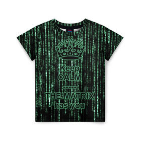 Детская футболка 3D с принтом THE MATRIX HAS YOU в Екатеринбурге, 100% гипоаллергенный полиэфир | прямой крой, круглый вырез горловины, длина до линии бедер, чуть спущенное плечо, ткань немного тянется | matrix | андерсон | киану | код | компьютер. монитор. пк | матрица | послание | ривз | сообщение | томас
