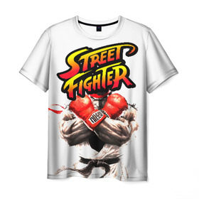 Мужская футболка 3D с принтом Street fighter в Екатеринбурге, 100% полиэфир | прямой крой, круглый вырез горловины, длина до линии бедер | capcom | fighter | fighting | street | боец | суторито фаита | уличный | файтинг