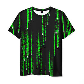 Мужская футболка 3D с принтом МАТРИЦА в Екатеринбурге, 100% полиэфир | прямой крой, круглый вырез горловины, длина до линии бедер | agent smith | hugo weaving | keanu reeves | the matrix | киану ривз | код | матрица | матрица 4 | нео | цифры