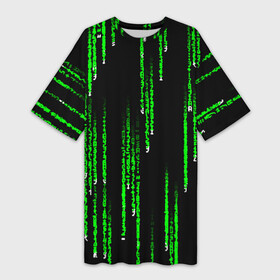 Платье-футболка 3D с принтом МАТРИЦА в Екатеринбурге,  |  | agent smith | hugo weaving | keanu reeves | the matrix | киану ривз | код | матрица | матрица 4 | нео | цифры
